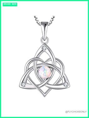 Celtic Knot Necklace 925 Sterling Silver Opal Pendant Women